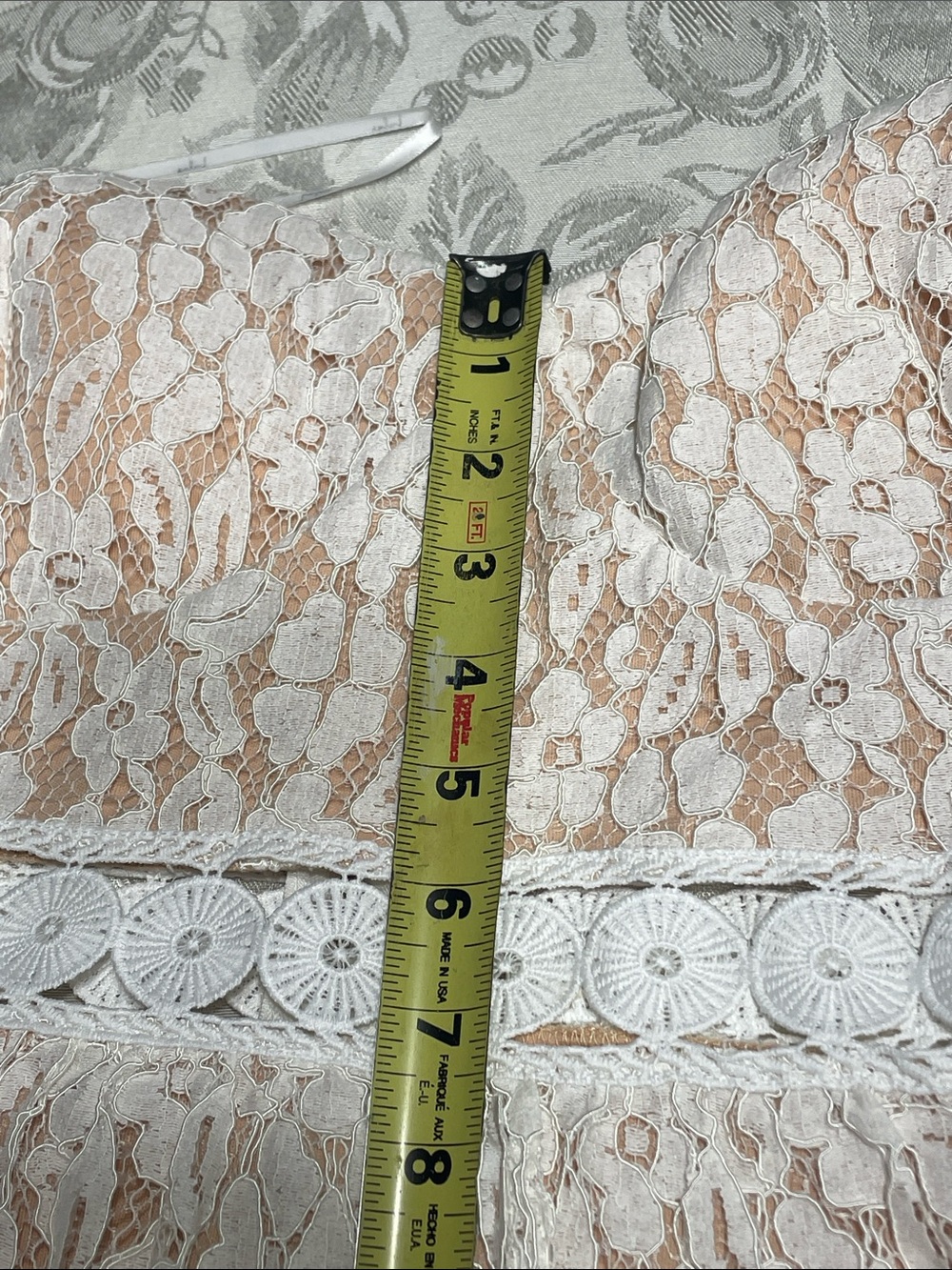 Lulu's NWT Strapless Cream Lace Tiered Dress open embroidered Waistband.  XL. - Picture 12 of 13